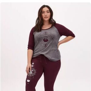 Torrid Harry Potter raglan sleep top
